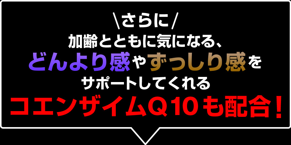 さらに 加齢とともに気になる、どんより感やずっしり感をサポートしてくれるコエンザイムQ10も配合！